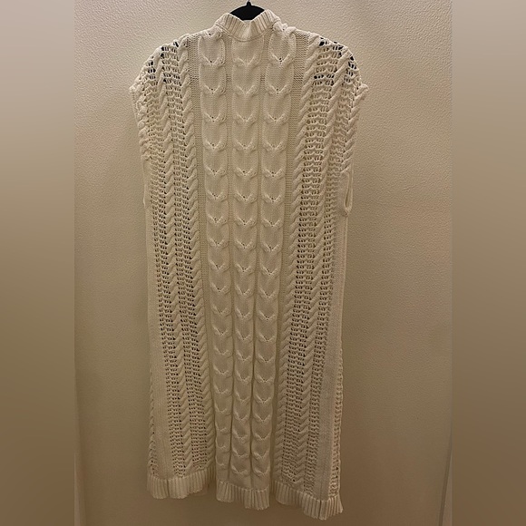 Alice + Olivia Ivory Jodi Cable-Knit Cardigan size L - Picture 3 of 4